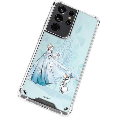 Disney Frozen Elsa and Olaf Art Galaxy S21 Ultra 5G Clear Case