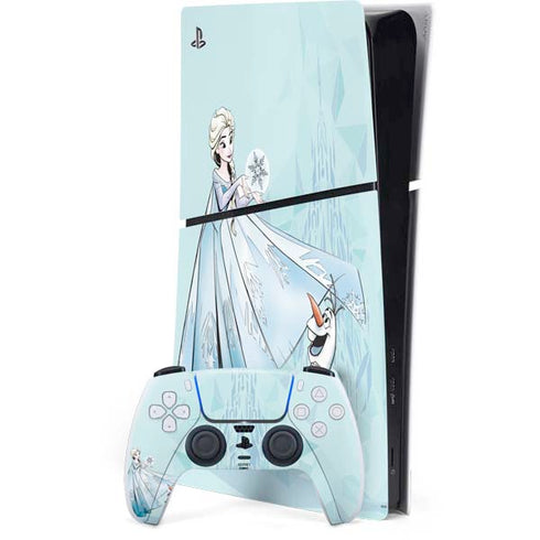 Disney Frozen Elsa and Olaf Art PS5 Slim Digital Edition Bundle Skin