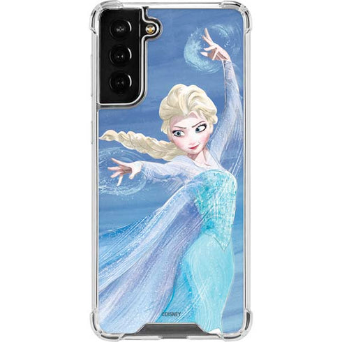 Disney Frozen Elsa Icy Powers Art Galaxy S21 FE Clear Case