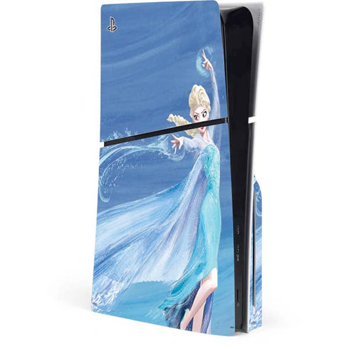 Disney Frozen Elsa Icy Powers Art PS5 Slim Disk Console Skin