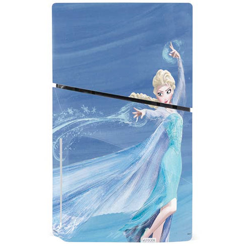 Disney Frozen Elsa Icy Powers Art PS5 Slim Disk Console Skin