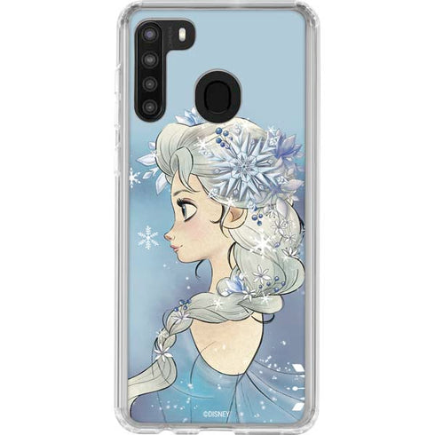 Disney Frozen Elsa Side Portrait Art Galaxy A21 Clear Case