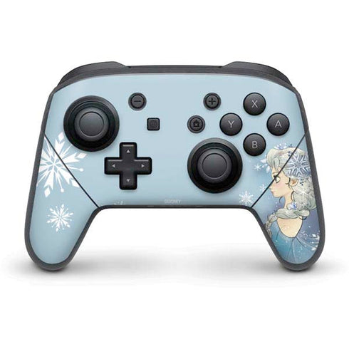 Disney Frozen Elsa Side Portrait Art Nintendo Switch Pro Controller Skin