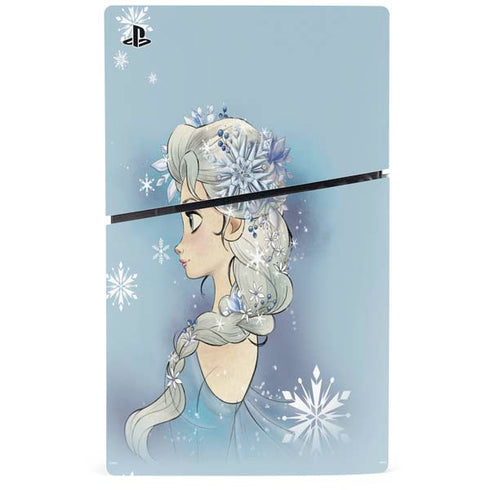Disney Frozen Elsa Side Portrait Art PS5 Slim Digital Edition Bundle Skin