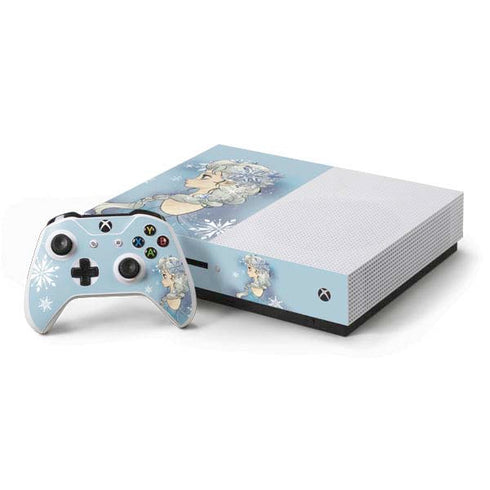 Disney Frozen Elsa Side Portrait Art Xbox One S Console and Controller Bundle Skin