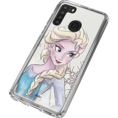 Disney Frozen Elsa Snowflakes Art Galaxy A21 Clear Case