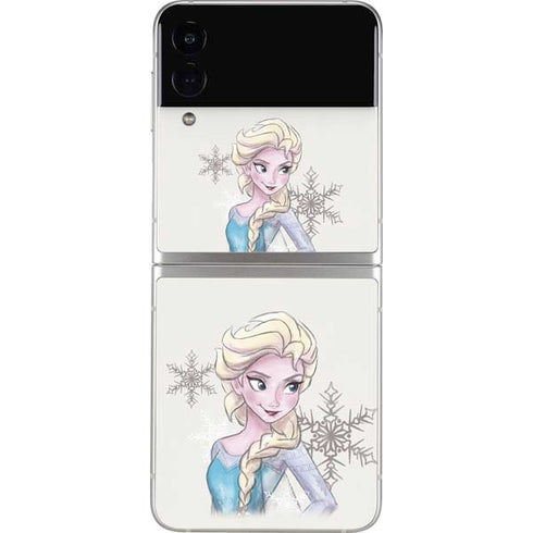 Disney Frozen Elsa Snowflakes Art Galaxy Z Flip3 5G Skin
