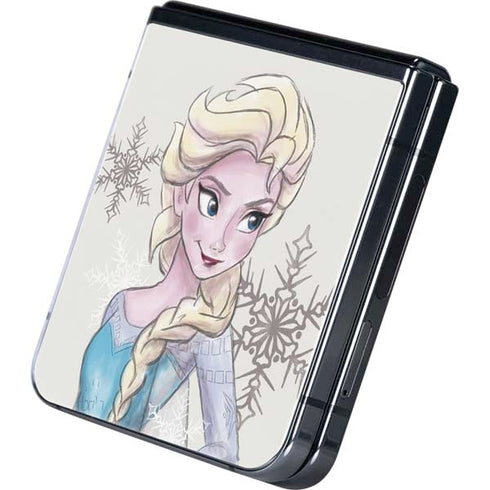 Disney Frozen Elsa Snowflakes Art Galaxy Z Flip5 5G Skin