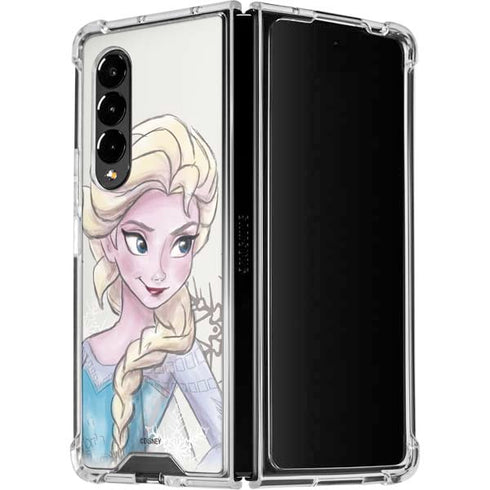 Disney Frozen Elsa Snowflakes Art Galaxy Z Fold4 5G Clear Case