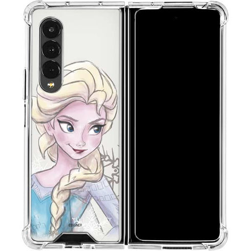Disney Frozen Elsa Snowflakes Art Galaxy Z Fold4 5G Clear Case