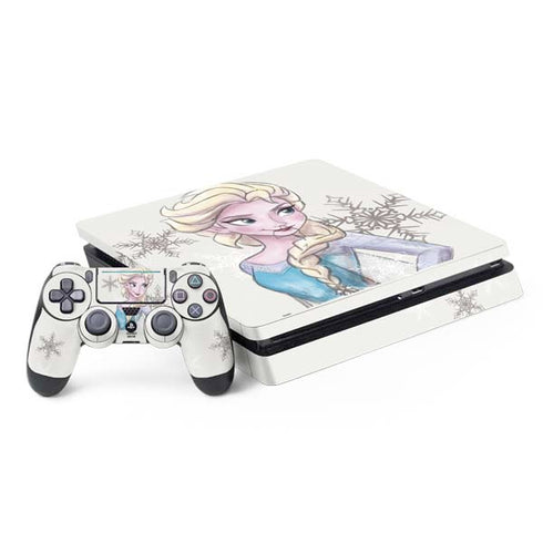 Disney Frozen Elsa Snowflakes Art PS4 Slim Bundle Skin