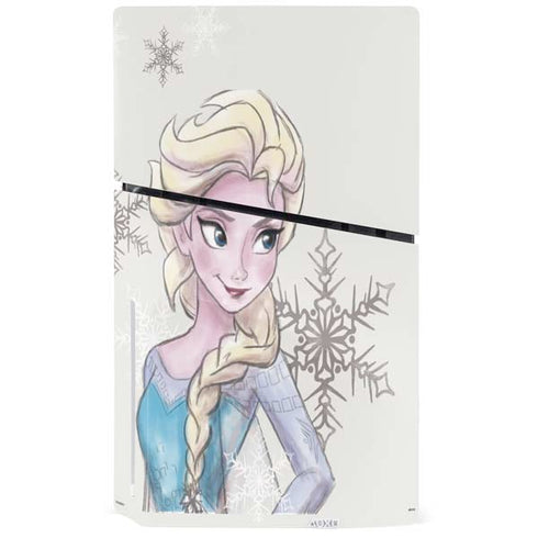Disney Frozen Elsa Snowflakes Art PS5 Slim Disk Bundle Skin