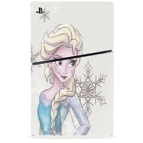 Disney Frozen Elsa Snowflakes Art PS5 Slim Disk Console Skin
