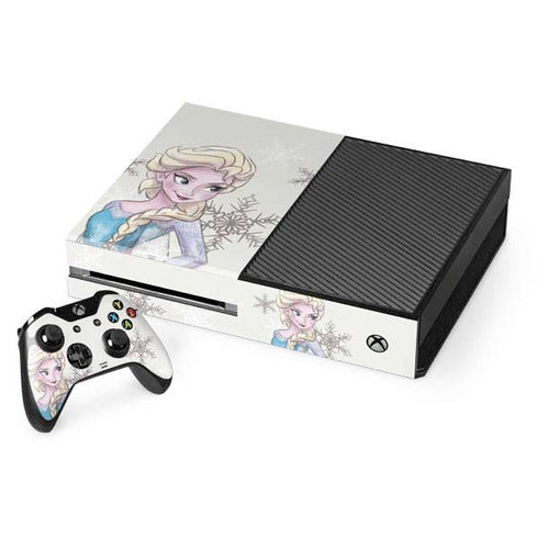 Disney Frozen Elsa Snowflakes Art Xbox One Console and Controller Bundle Skin