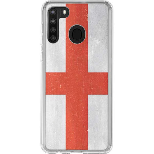 England Flag Distressed Galaxy A21 Clear Case