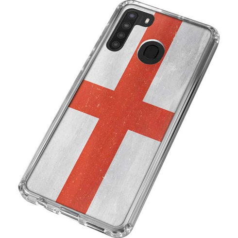 England Flag Distressed Galaxy A21 Clear Case