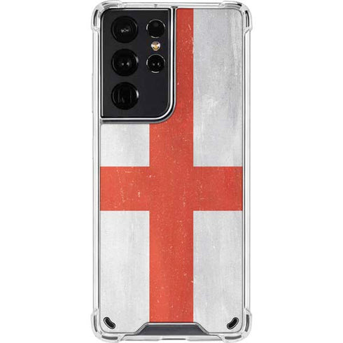 England Flag Distressed Galaxy S21 Ultra 5G Clear Case