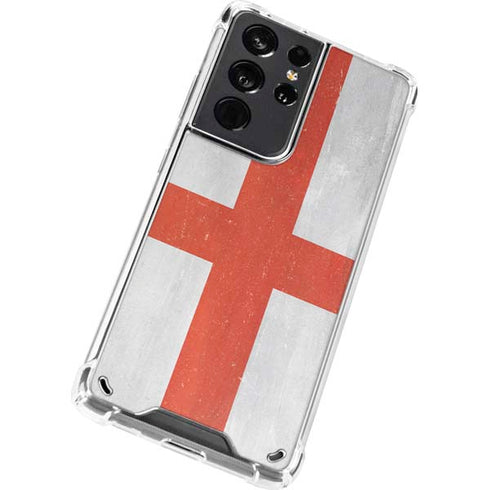 England Flag Distressed Galaxy S21 Ultra 5G Clear Case