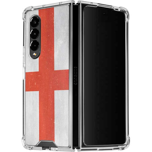 England Flag Distressed Galaxy Z Fold4 5G Clear Case