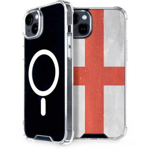 England Flag Distressed iPhone 15 Plus MagSafe Case