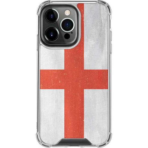 England Flag Distressed iPhone 15 Pro Clear Case