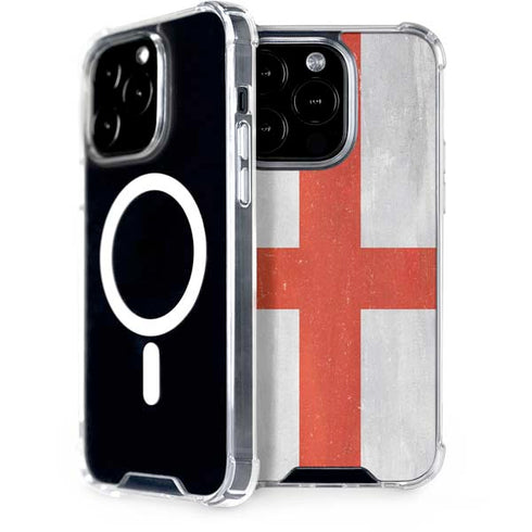 England Flag Distressed iPhone 15 Pro MagSafe Case