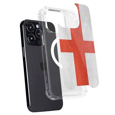 England Flag Distressed iPhone 15 Pro MagSafe Case