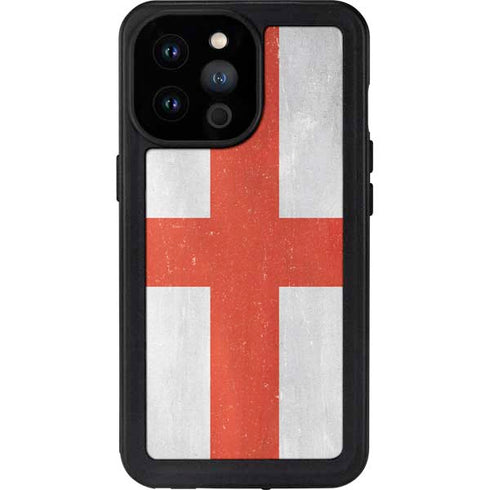 England Flag Distressed iPhone 14 Pro Max Waterproof Case