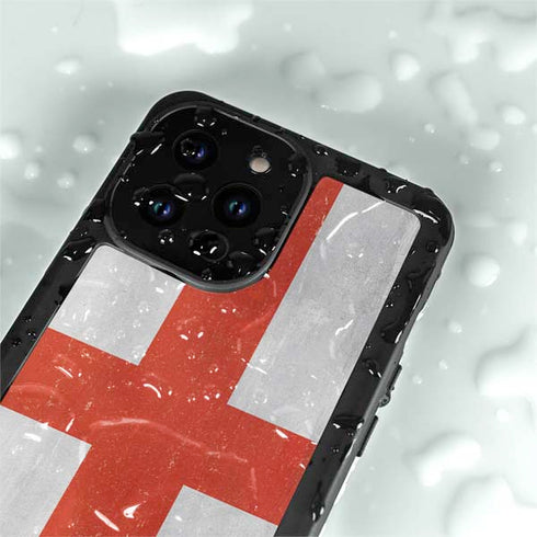 England Flag Distressed iPhone 14 Pro Max Waterproof Case