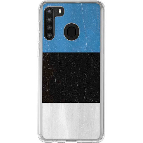 Estonia Flag Distressed Galaxy A21 Clear Case