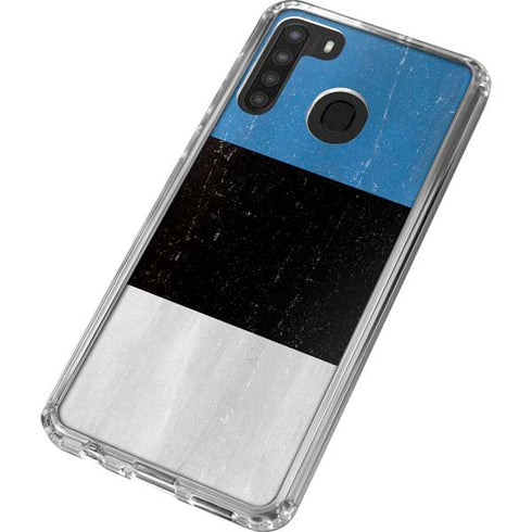 Estonia Flag Distressed Galaxy A21 Clear Case