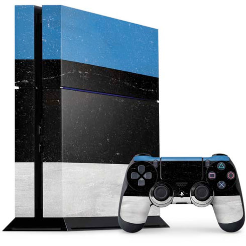Estonia Flag Distressed PS4 Console and Controller Bundle Skin