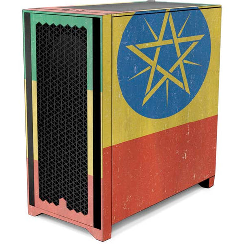 Ethiopia Flag Distressed Corsair 4000D Tempered Glass Mid-Tower ATX Case Skin
