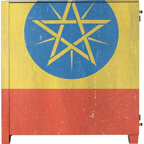 Ethiopia Flag Distressed Corsair 4000D Tempered Glass Mid-Tower ATX Case Skin