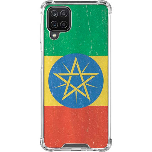 Ethiopia Flag Distressed Galaxy A12 Clear Case