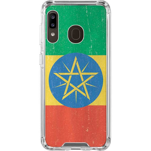 Ethiopia Flag Distressed Galaxy A30 Clear Case