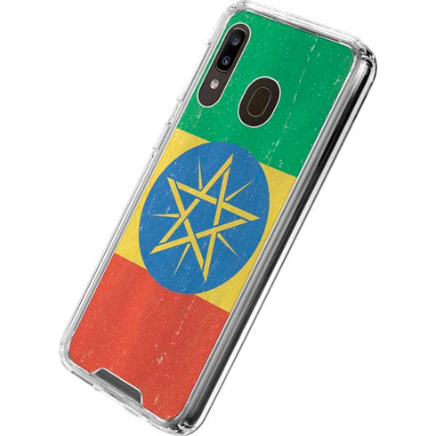 Ethiopia Flag Distressed Galaxy A30 Clear Case