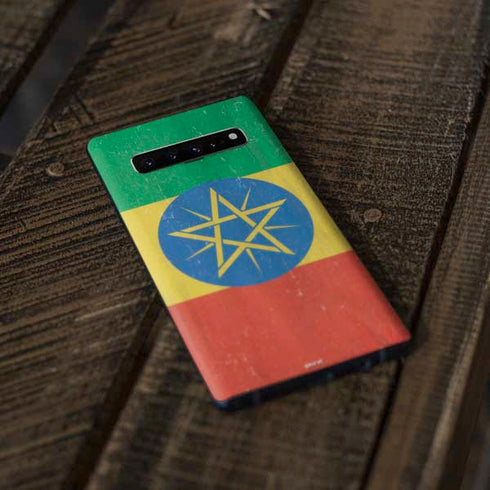 Ethiopia Flag Distressed Galaxy S10 Plus Skin