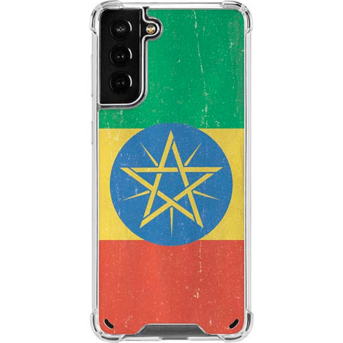 Ethiopia Flag Distressed Galaxy S21 Plus 5G Clear Case