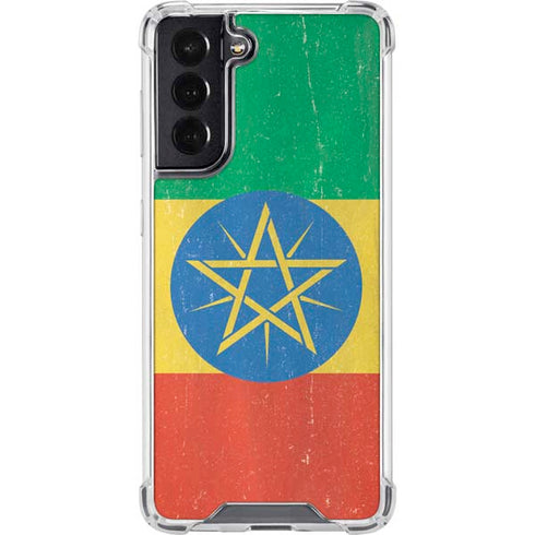 Ethiopia Flag Distressed Galaxy S22 Clear Case