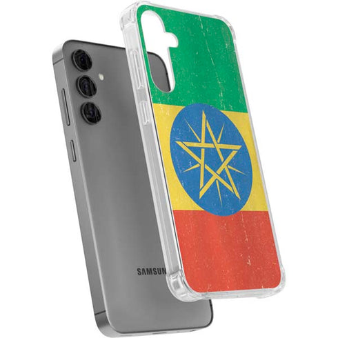Ethiopia Flag Distressed Galaxy S24 Plus Clear Case