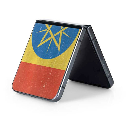 Ethiopia Flag Distressed Galaxy Z Flip5 5G Skin