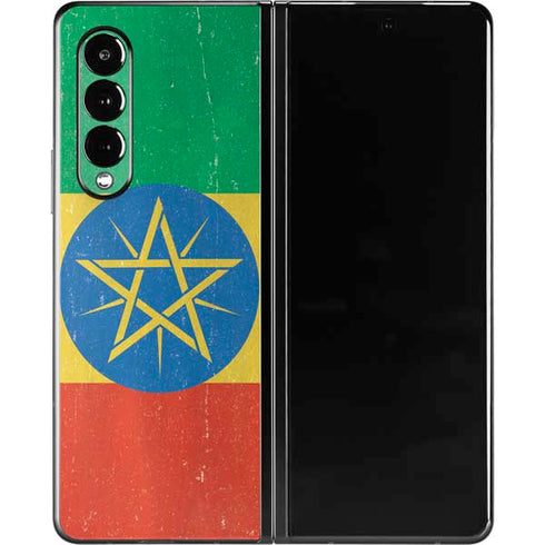 Ethiopia Flag Distressed Galaxy Z Fold3 5G Skin