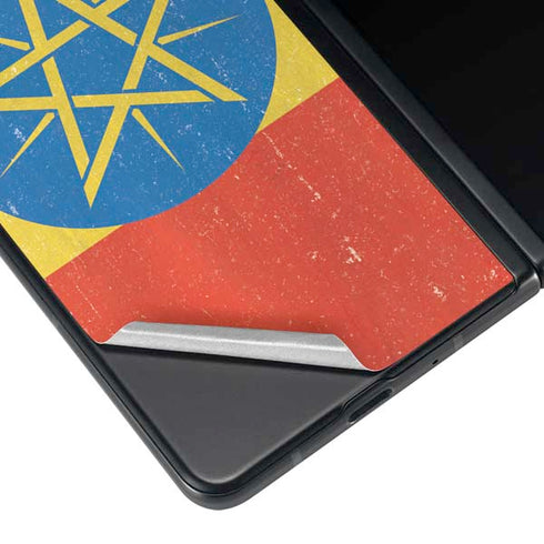 Ethiopia Flag Distressed Galaxy Z Fold3 5G Skin