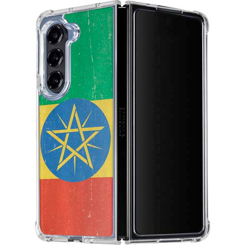 Ethiopia Flag Distressed Galaxy Z Fold5 5G Clear Case