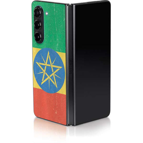 Ethiopia Flag Distressed Galaxy Z Fold5 5G Skin