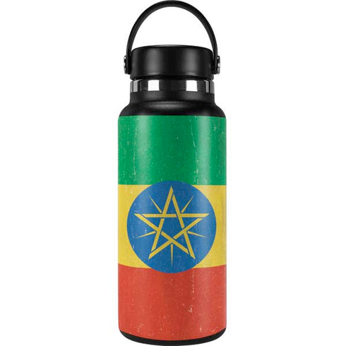 Ethiopia Flag Distressed Hydro Flask 32oz Wide Mouth Skin