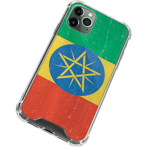 Ethiopia Flag Distressed iPhone 12 Pro Clear Case
