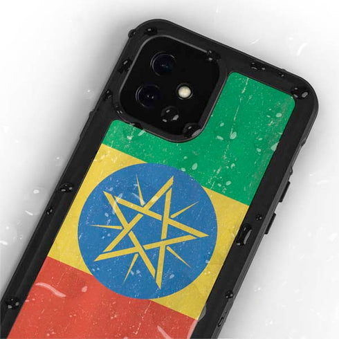 Ethiopia Flag Distressed iPhone 12 Waterproof Case