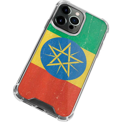 Ethiopia Flag Distressed iPhone 13 Pro Clear Case
